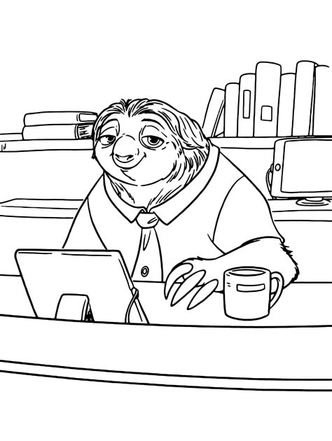 Zootopia - Flash to the computer with a cup of coffee