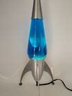 Vintage Lava Lite Starship Lamp Silver Rocket White Wax Blue Liquid ...