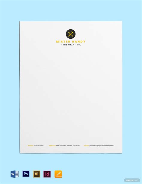 Handyman Services Letterhead Template in PSD, InDesign, Word, Illustrator, PDF, Pages - Download ...