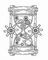 Steampunk Hourglass Coloring Page sketch template