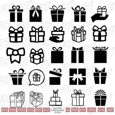 Gift Box Svg Bundle, Gift Icon Png Svg, Gift for Him & Her Svg Print Files, Svg Files for Cricut ...