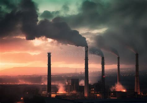 Pollution Causes by Very Thick Smoke from Industrial Plant Top View ...