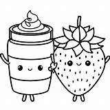 Kawaii Strawberry Yogurt Coloring Page · Creative Fabrica sketch template