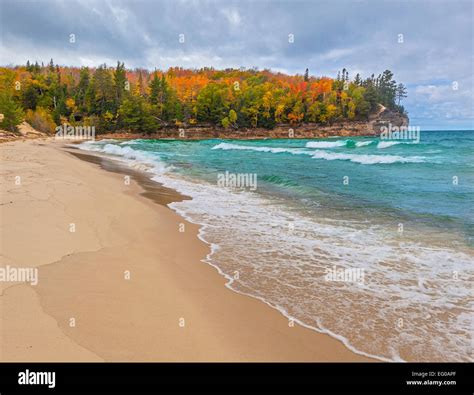 Pictured Rocks National Lakeshore, MI: Chapel Beach along Lake Superior ...