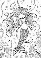 Mermaid Coloring Sheet  Page Ariel Fish Siren sketch template