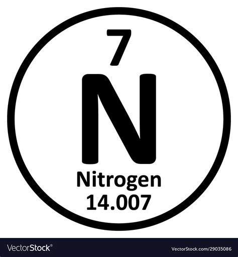Periodic table element nitrogen icon Royalty Free Vector