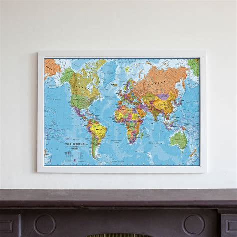 framed map of the world by maps international | notonthehighstreet.com