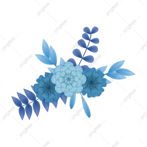 Floral Wedding Decor Vector PNG Images, Ic22823 Vector Blue Flower Floral Decoration With Gold ...