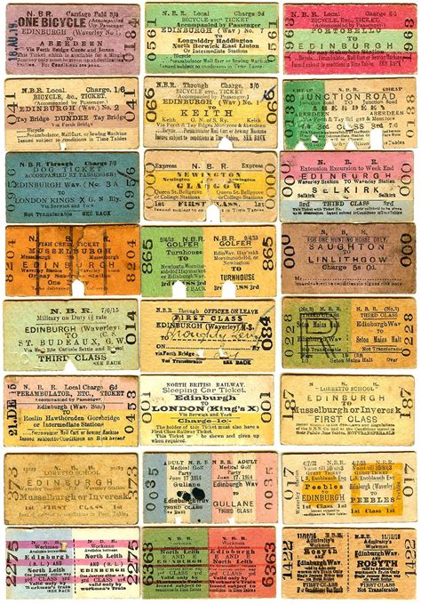 Old Railway Tickets - North British Railway Style | Printable collage sheet, Vintage junk ...
