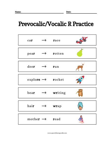 Vocalic R: Teaching Handouts - Speech Therapy Talk Membership