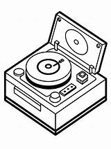 Turntable coloring Book Pages For Children And Adults With Vector  sketch template