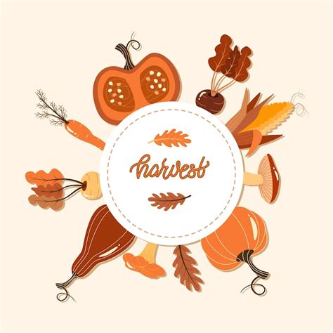 Premium Vector | Autumn greeting card and vegetables.harvest phrase ...