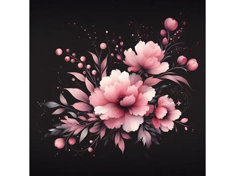 A Pink Watercolor Painting on a Black Ba Graphic by A.I Illustration and Graphics · Creative Fabrica