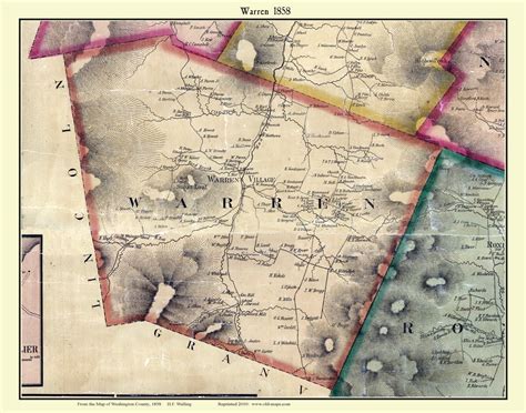 Warren, Vermont 1858 Old Town Map Custom Print - Washington Co. - OLD MAPS