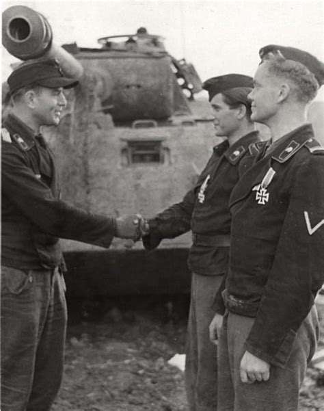 German panzer crew members awarded Iron cross second class by their Panther tank commander. : r ...