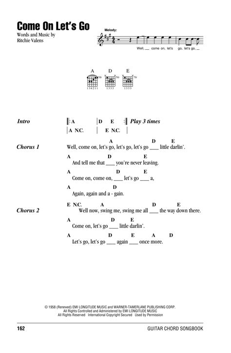 Come On Let's Go by Ritchie Valens - Guitar Chords/Lyrics - Guitar Instructor