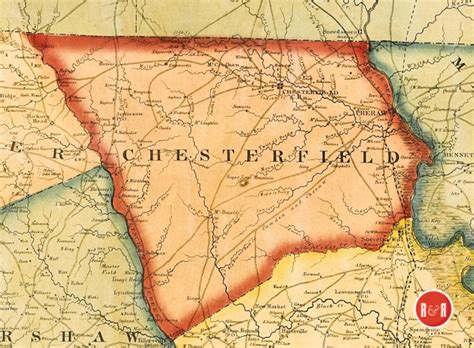 COLTON'S 1854 MAP OF CHESTERFIELD COUNTY - Chesterfield County