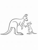Mother And kangaroo baby coloring Page sketch template