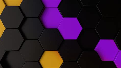 Download wallpaper 1920x1080 purple-yellow dark polygons, hexagons, abstract, full hd, hdtv, fhd ...