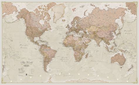 Large Antique World Map (Laminated)