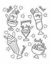 Printable Ice Cream Sundaes Coloring Page sketch template