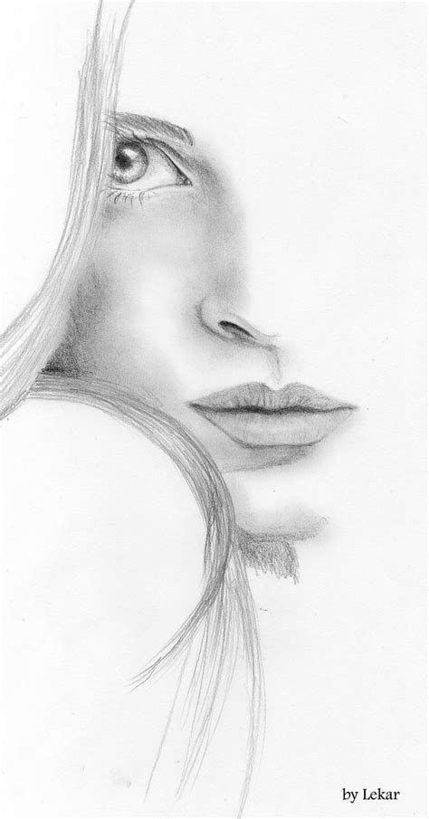 Easy Woman Half Face Drawing - jewelrybygthings