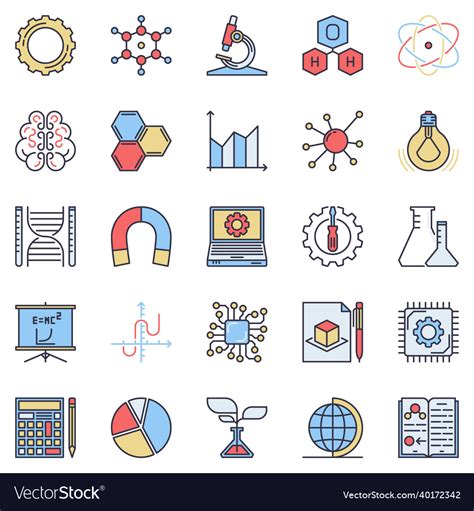 Stem colored concept icons set - science Vector Image