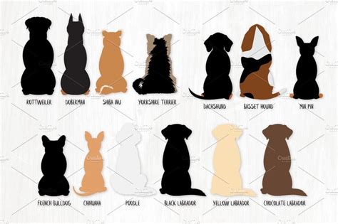 Sitting Dog Breeds - From Behind | Sitting dog drawing, Dog silhouette ...