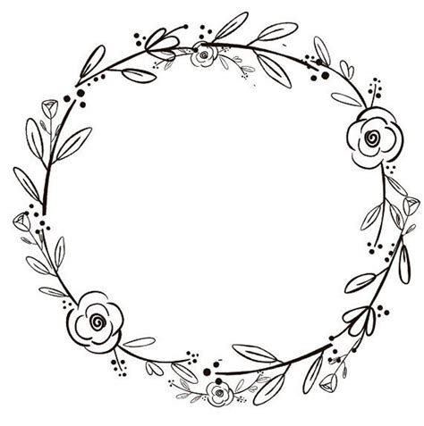 Black Clipart Black Flowers Handdrawn Wreath Clipart - Etsy | Wreath ...