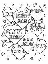 Candy Hearts Coloring Page sketch template