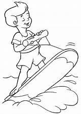 Summer Boy Surfing Coloring Page sketch template