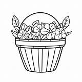 Rose Flower Basket Drawing sketch template