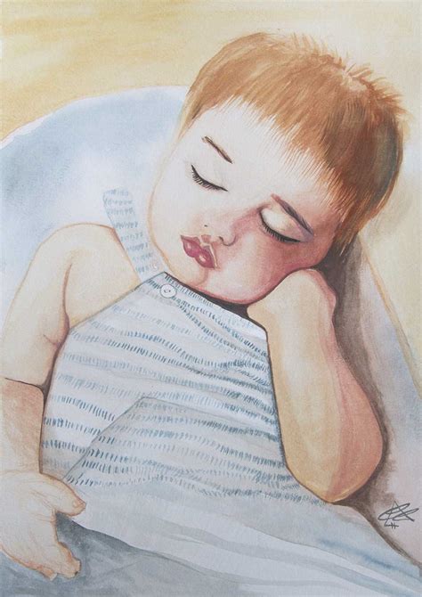 Portrait of a sleeping baby with watercolors - Painting and Artists