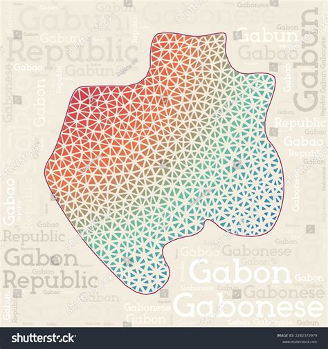 Gabon Map Design Country Names Different Stock Vector (Royalty Free ...