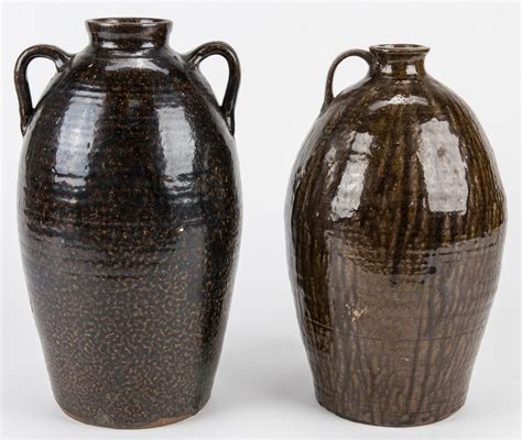 Lot 644: 2 Large Western NC Alkaline Glazed Pottery Jars | Case Auctions