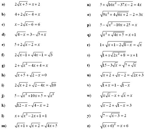 Math Exercises & Math Problems: Irrational Equations and Inequalities