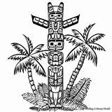 Totem Pole Coloring Printable Pages Poles Kids Native American Sheets  sketch template