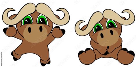 cute baby bull cartoon jumping sit set in vector format Stock Vector | Adobe Stock