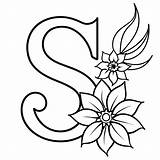 Alphabet S coloring Page With The Flower S Letter Digital Outline  sketch template