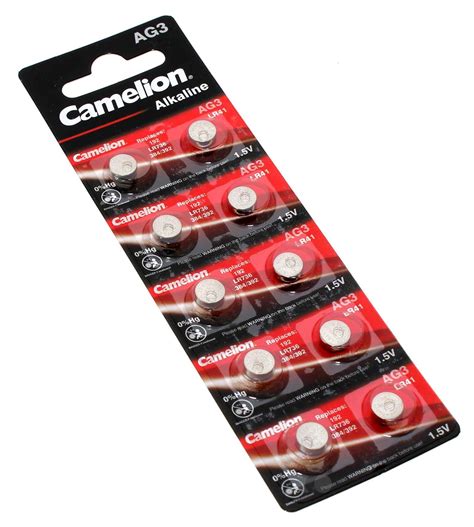 10x Camelion AG3 LR41 Alkaline Knopfzelle Batterie | 192 LR736 SR41W GP92A G3A 3GA | 1,5V 28mAh