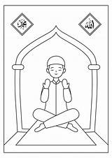 Muslim kids coloring Page Activity For Ramadan Illustration 6925746  sketch template