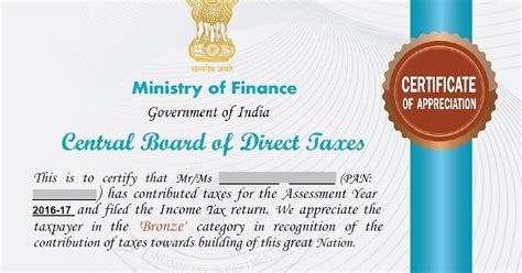 Income Tax Department - Certificate of Appreciation | Income tax ...