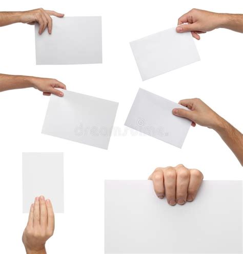 Collection of hand holding blank paper isolated. On white background , #Affiliate, #holding, # ...