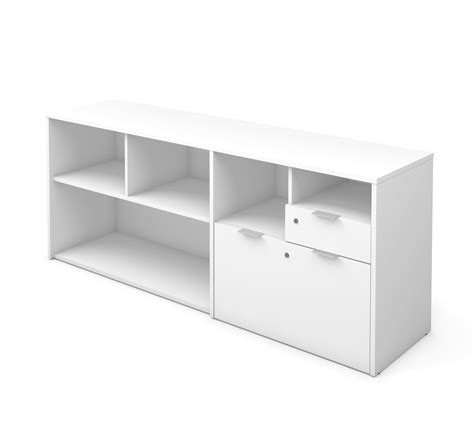 71" White Credenza with Shelving & File Drawer by Bestar - OfficeDesk.com