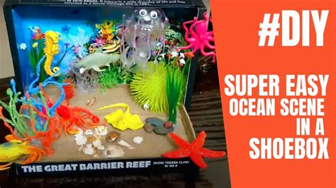 DIY Coral Reef 🐙🦑 in Shoebox | Easy #DIY Great Barrier Reef | My School Project - YouTube