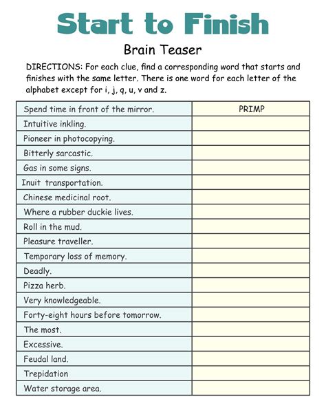 Brain Teaser Printable Cognitive Activities For Adults - BEST GAMES ...