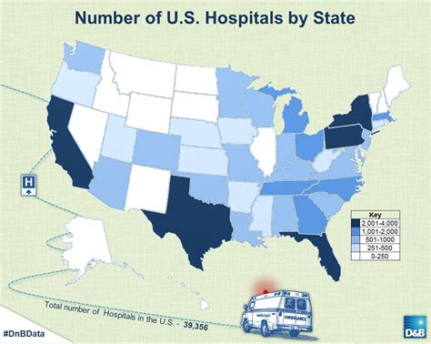 Number of Hospitals by #US State. #DnBData #Health | Hospital, Risk management, Dnb