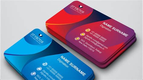 Professional Colorfull #Vector Business Card Design in Coreldraw~Wavy stylish Visiting Card ...