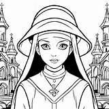 Download Nun Coloring Page With Church And St Peters Basilica  sketch template