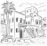Saudi Arabian Architecture Coloring  Premium AI Generated Vector sketch template